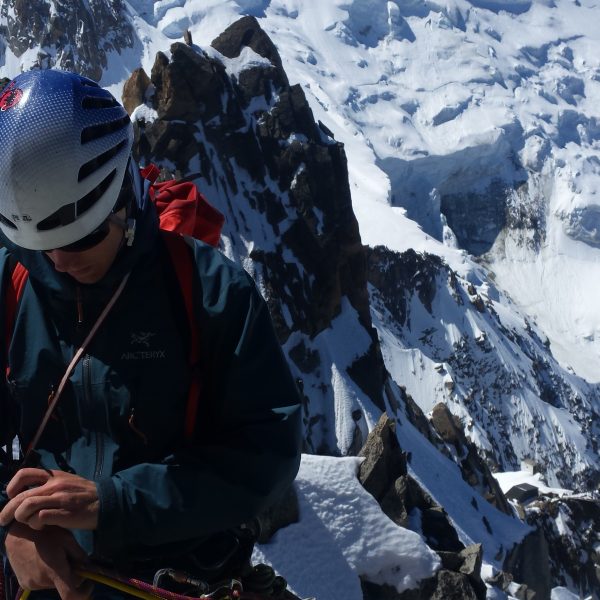 Chris checking the time after the first route of the day