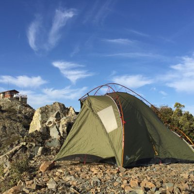 Choosing the right spot with a tent that blends into the landscape 