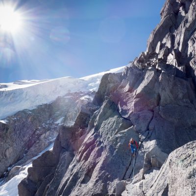 Mihnea on the middle section of the rock spur. 