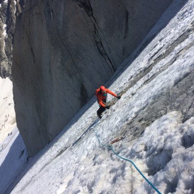 Kyriakos following on steep snow and black ice (c)Mihnea Prundeanu.